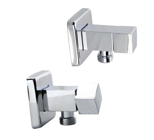 Aquaperla Chrome/Matt Black Solid Brass Square Washing Machine Taps Set - HD reno