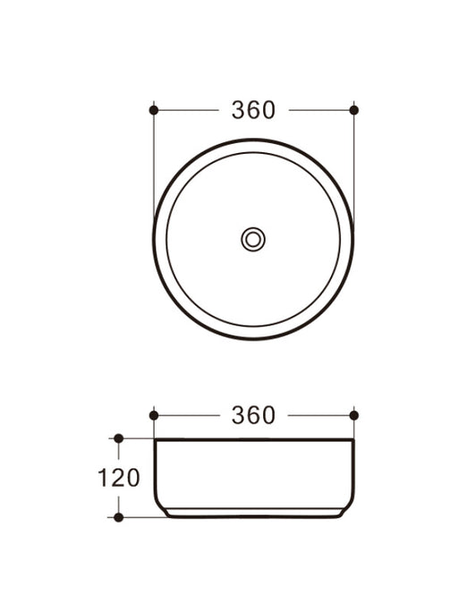 360*360*120mm Brush Gold Ceramic Round Above Counter Basin - HD reno