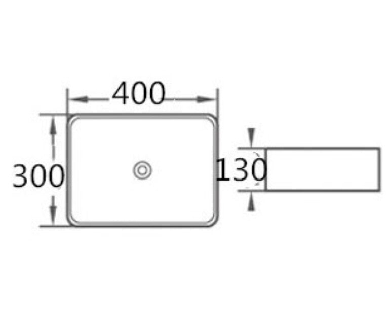 400*300*130mm Poseidon Ultra Slim PA4030 Gloss White Ceramic Rectangle Above Counter Basin