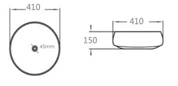 410*410*150mm Poseidon Color PA4343 Matt Balck And Copper Ceramic Round Above Counter Basin