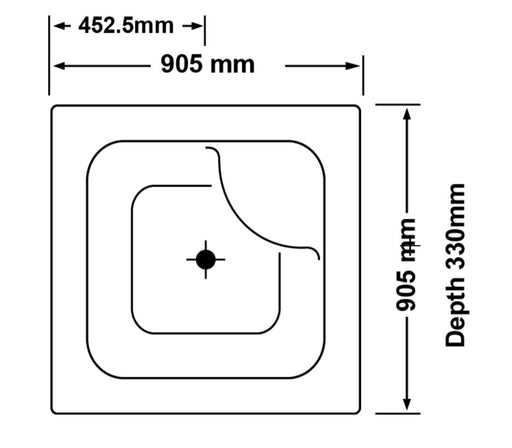 BEBE 905*905*330mm bath tub White Acrylic drop in Square - HD reno
