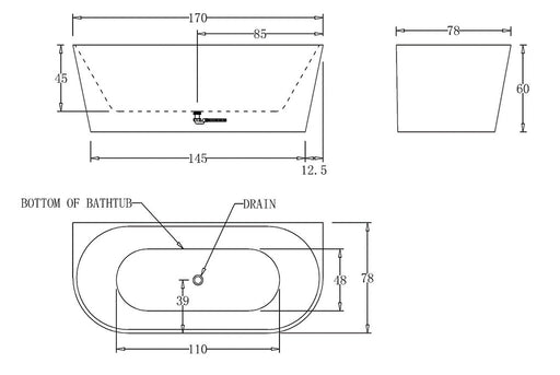 1500-1700*780*600mm Cee Jay Multi-Color Oval Acrylic Back To Wall Bathtub - HD reno