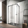 900-1800*2000mm SUN 8mm Glass Double Sliding L Shape Frameless Gun Metal Fittings Shower Screens