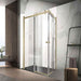 900-1800*2000mm SUN 8mm Glass Double Sliding L Shape Frameless Brushed Gold Fittings Shower Screens