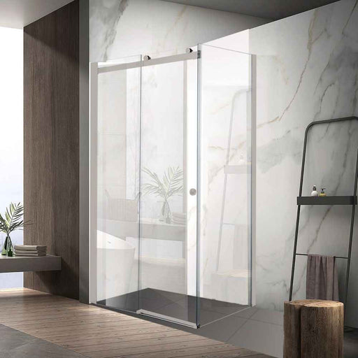900-1800*2000mm SUN 8mm Glass Sliding Door L Shape Frameless Brushed Nickel Fittings Shower Screens
