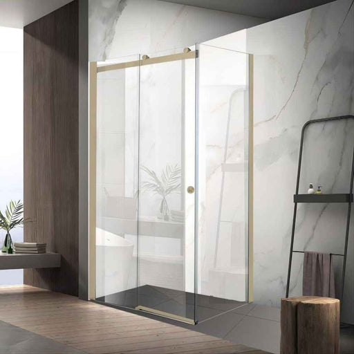 900-1800*2000mm SUN 8mm Glass Sliding Door L Shape Frameless Brushed Gold Fittings Shower Screens
