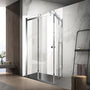 900-1800*2000mm SUN 8mm Glass Double Sliding L Shape Frameless Chrome Fittings Shower Screens