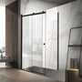900-1800*2000mm SUN 8mm Glass Sliding Door L Shape Frameless Black Fittings Shower Screens