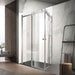 900-1800*2000mm SUN 8mm Glass Double Sliding L Shape Frameless Brushed Nickel Fittings Shower Screens