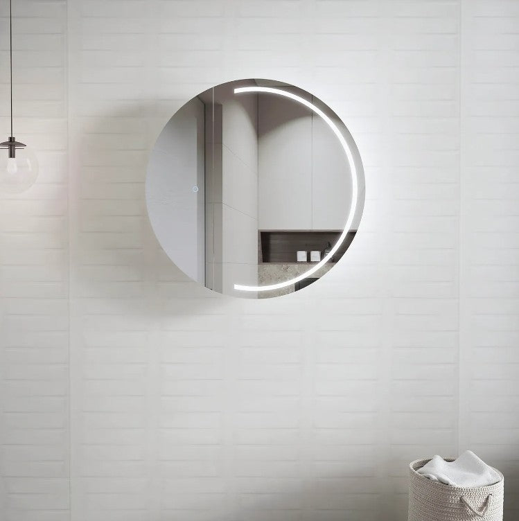 800mm OTT London White LED Round Shaving Cabinet