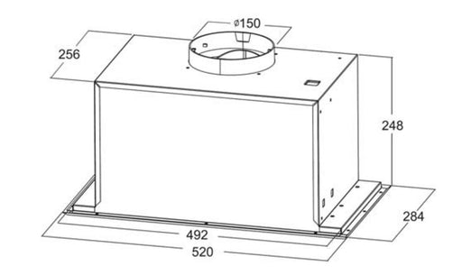 520*284*248mm Concealed Black Rangehood - HD reno