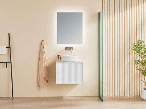 600-1500*460*500mm POS CETO Kirribilli Matte White PVC Constructed Fluted Bathroom Cabinet Wall Hung Vanity