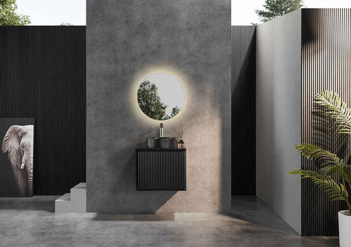 600-1500*460*500mm POS CETO Kirribilli Matte Black PVC Constructed Fluted Bathroom Cabinet Wall Hung Vanity