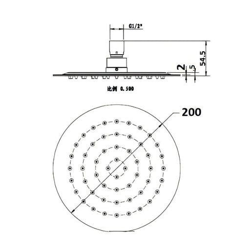 200mm BK Rund Stainless Steel Chrome/Matt Black Round Shower Heads - HD reno