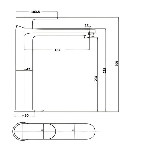 BK Premium Brass Oval Tower Basin Mixer - HD reno