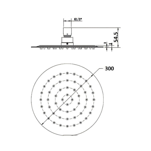 300mm BK Rund Stainless Steel Chrome/Matt Black Round Shower Heads - HD reno