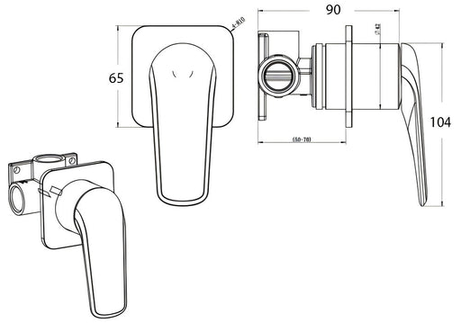 BK BERLIN SQ Premium Brass Bath/Shower Mixer Trim Kit - HD reno