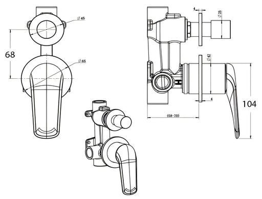 BK BERLIN Premium Brass Bath/Shower Divertor Mixer Trim Kit - HD reno