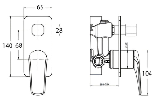 BK BERLIN SQ Premium Brass Shower Divertor Mixer Trim Kit - HD reno
