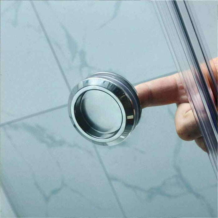 870-1180x2000mm Sliding L Shape Frameless Light Gold 10mm Glass Embedded Circle Handle Shower Screen