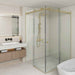 870-1300x2000mm Double Sliding Frameless Light Gold Stainless Steel Square Handle 10mm Glass Shower Screen