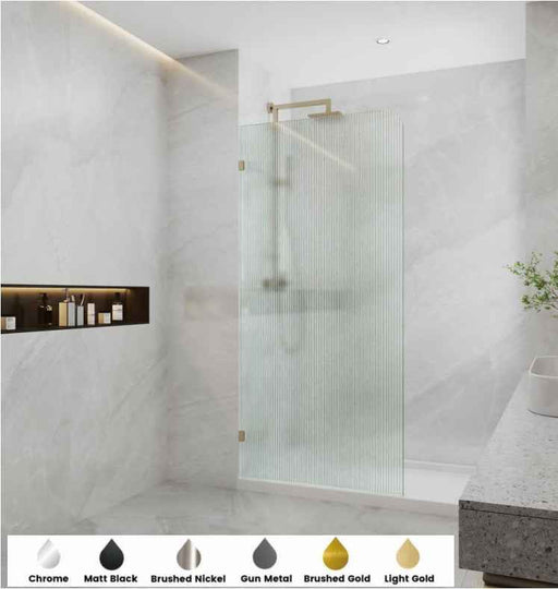 800-1200mm 10mm Tempered Toughen Glass Standard Height 2100mm Covey Frameless Fluted/Narrowline Glass Single Panel With Top Outside Corner Curved Shower Screens