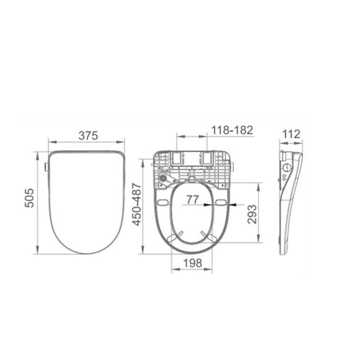 655*375*870mm Lafeme Catania Standard-Vega Gloss White Rimless Tornado Back To Wall Smart Toilet - HD reno