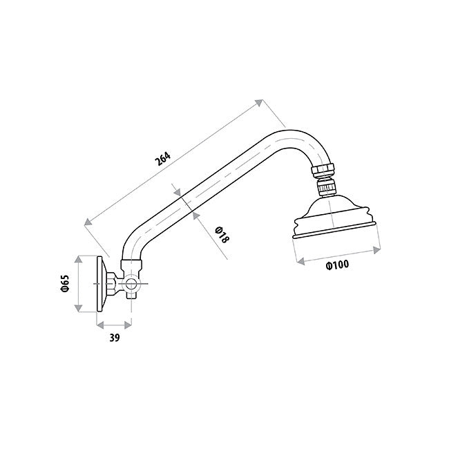 LW Chrome Gooseneck Round All Directional Wall Arm Shower
