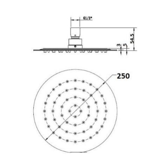 BK 250mm Round Stainless Steel Chrome/Matt Black Brushed Nickel/Gold/Gun Metal/Bronze Shower Heads - HD reno