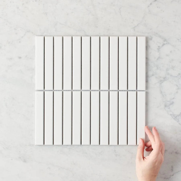 SUN Strip Matt White Tiles Mosayic