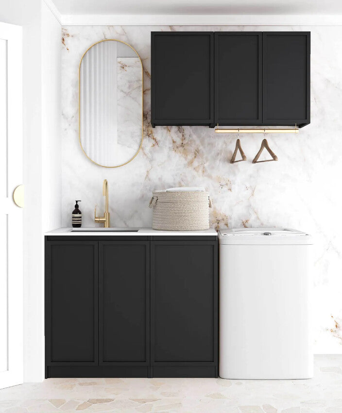1715*600*2100mm Otti Hampshire Matt Black Moisture Resistant Plywood Laundry Kit