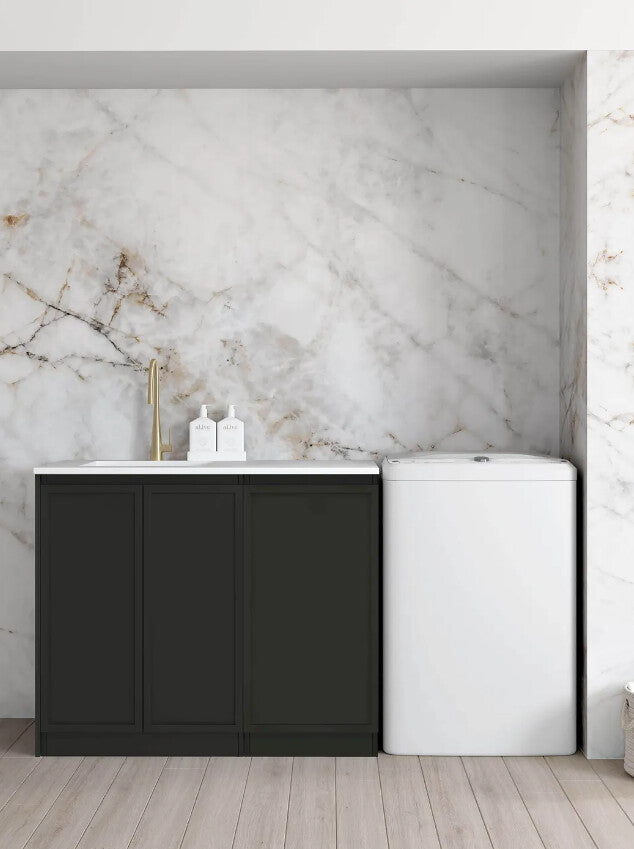 1060*600*900mm Otti Hampshire Matt Black Base Laundry Cabinet With Stone Top And Sink
