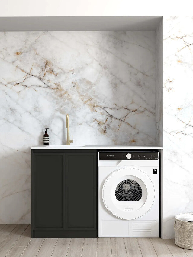 1300*600*900mm Otti Hampshire Matt Black Base Laundry Cabinet With Stone Top And Sink