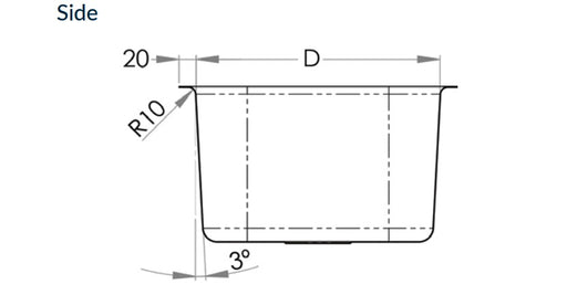 304 Grade Stainless Steel Pressed Sink Bowl (330W x330D x210H) - HD reno