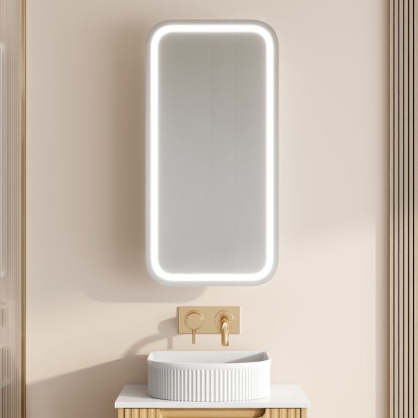 450*900mm Mercio Athena Frameless Rectangle PVC Matt White LED Shaving Cabinet