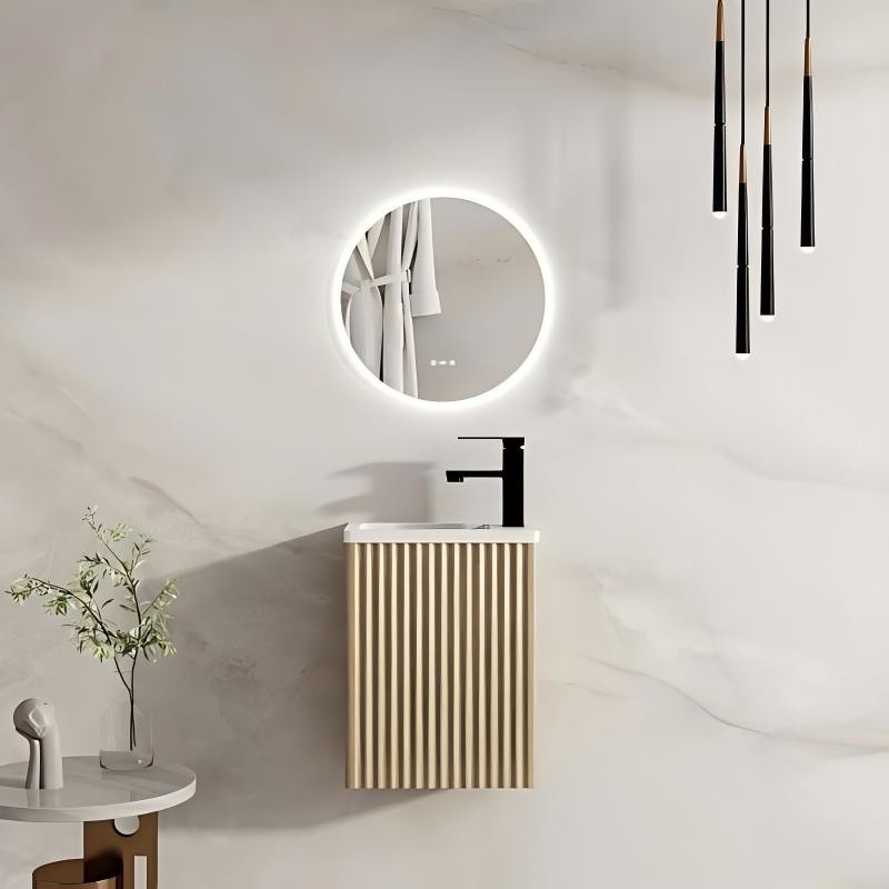 400*222*500mm Mercio Rhea Natural Oak Fluted Wall Hung Vanity