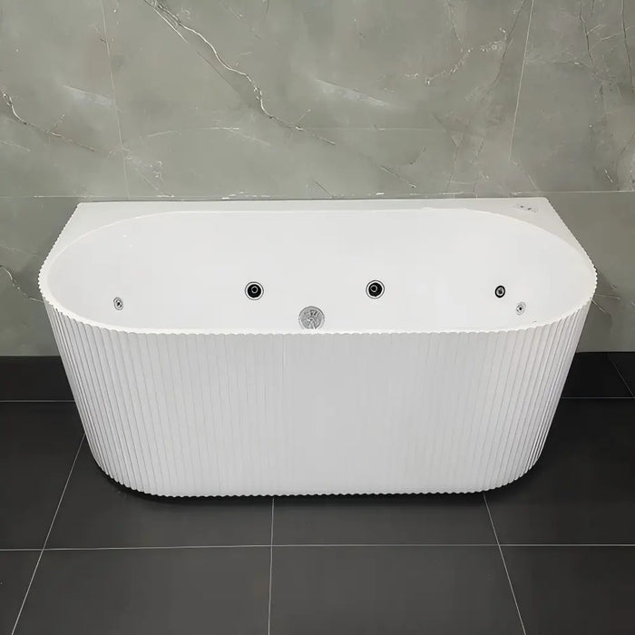 MALLORCA 1500/1700mm White/Black 10 Jets Back to Wall Freestanding Spa Bath