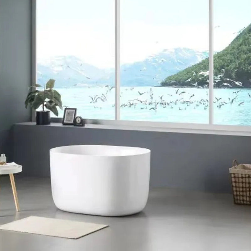 990*710*560mm Lukka Gloss White Oval Acrylic Freestanding Bathtub