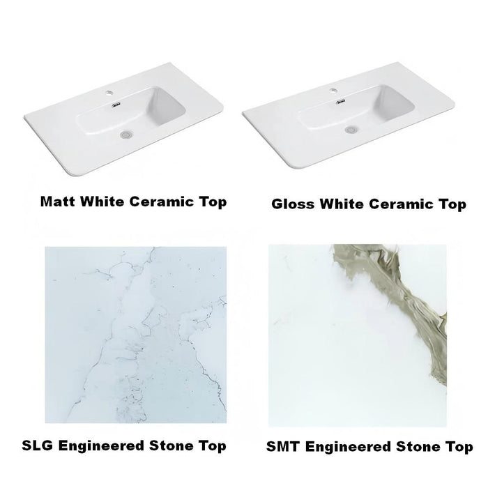 600-1500mm Sunny Slim-Line Curved White Fluted Wall Hung Vanity