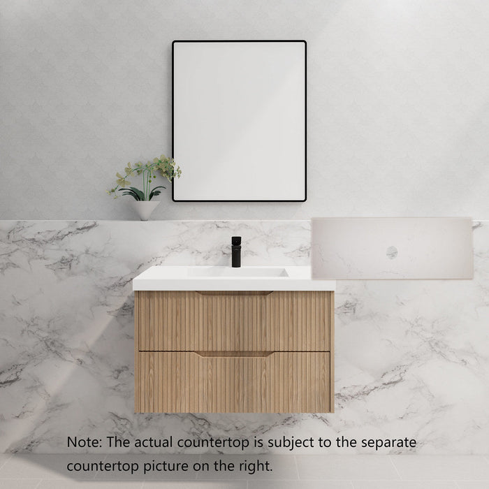600-1800*450*550mm Bali American Oak MR Melamined Board Panel With PVC Coating Fluted Wall Hung Vanity - HD reno