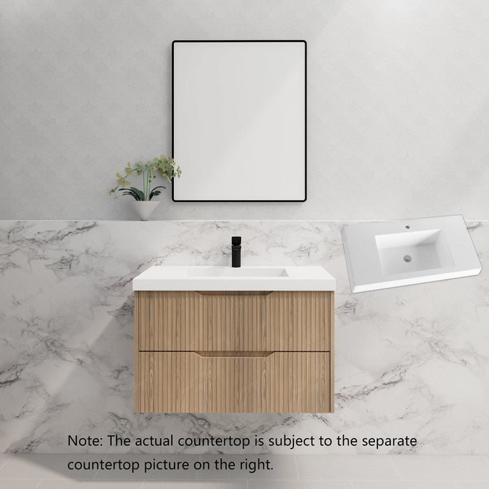 600-1800*450*550mm Bali American Oak MR Melamined Board Panel With PVC Coating Fluted Wall Hung Vanity - HD reno