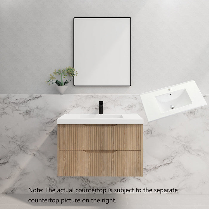 600-1800*450*550mm Bali American Oak MR Melamined Board Panel With PVC Coating Fluted Wall Hung Vanity - HD reno