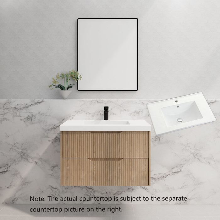 600-1800*450*550mm Bali American Oak MR Melamined Board Panel With PVC Coating Fluted Wall Hung Vanity - HD reno
