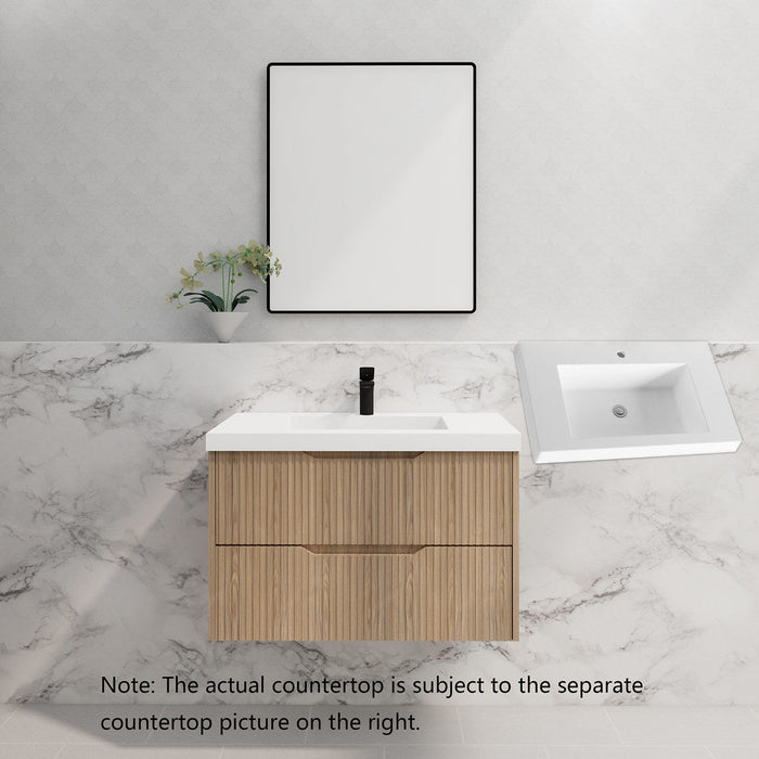 600-1800*450*550mm Bali American Oak MR Melamined Board Panel With PVC Coating Fluted Wall Hung Vanity - HD reno