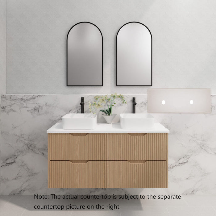 600-1800*450*550mm Bali American Oak MR Melamined Board Panel With PVC Coating Fluted Wall Hung Vanity - HD reno