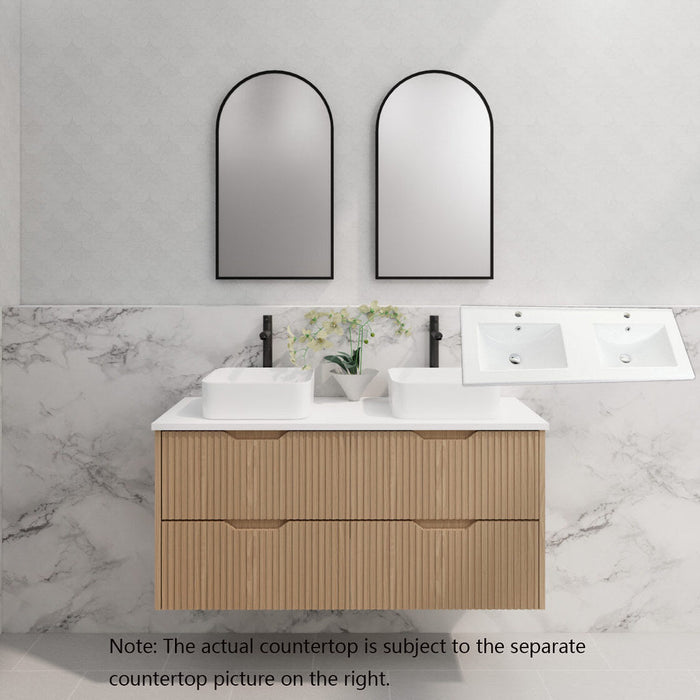 600-1800*450*550mm Bali American Oak MR Melamined Board Panel With PVC Coating Fluted Wall Hung Vanity - HD reno