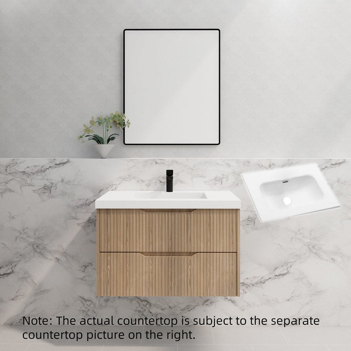 600-1800*450*550mm Bali American Oak MR Melamined Board Panel With PVC Coating Fluted Wall Hung Vanity - HD reno
