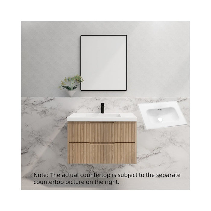 600-1800*450*550mm Bali American Oak MR Melamined Board Panel With PVC Coating Fluted Wall Hung Vanity - HD reno