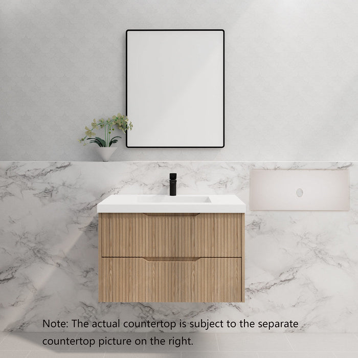600-1800*450*550mm Bali American Oak MR Melamined Board Panel With PVC Coating Fluted Wall Hung Vanity - HD reno