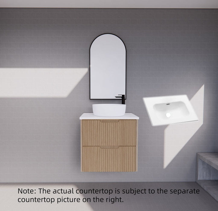 600-1800*450*550mm Bali American Oak MR Melamined Board Panel With PVC Coating Fluted Wall Hung Vanity - HD reno